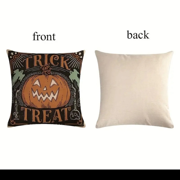 Set of 4 Vintage retro Halloween pumpkin cat 18x18 Pillow Covers - Picture 4 of 5